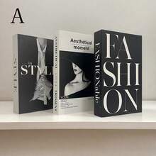 3件套豪华仿古书，逼真装饰书，适用于家居、办公室、卧室、酒店、咖啡厅、桌面装饰、摄影道具 - 彩色 - 查看 1