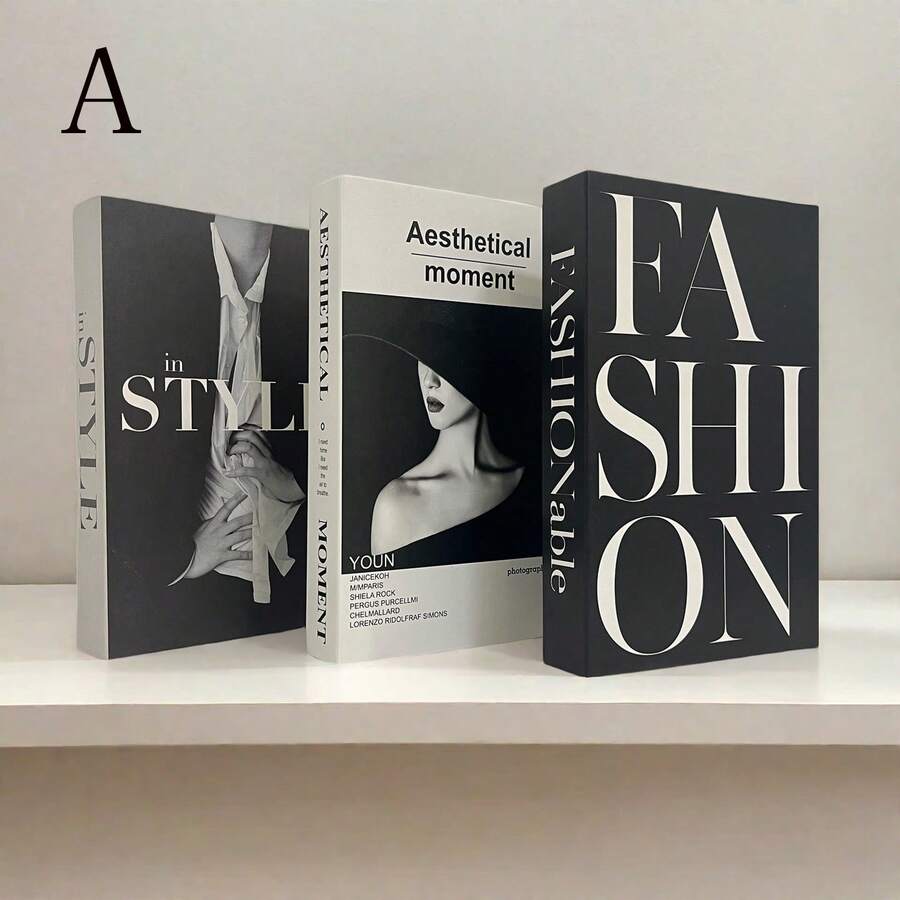 3件套豪华仿古书，逼真装饰书，适用于家居、办公室、卧室、酒店、咖啡厅、桌面装饰、摄影道具 - 彩色 - 查看 1