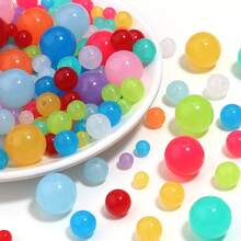 20 à 100 pièces Perles d'espacement rondes en acrylique coloré, perles fantaisie mignonnes aux couleurs aléatoires mélangées, faites main pour la création de bijoux, pendentifs, breloques pour téléphone, porte-clés et décorations artisanales. - Mélanger les couleurs au hasard - Voir 10