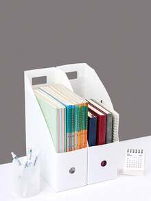 3/2/1个白色防水文件盒，桌面文件收纳盒，厨房用具收纳盒，橱柜分隔收纳盒，加厚可折叠简易文件收纳架，书架，适用于学生宿舍、书架、返校季、学习用品