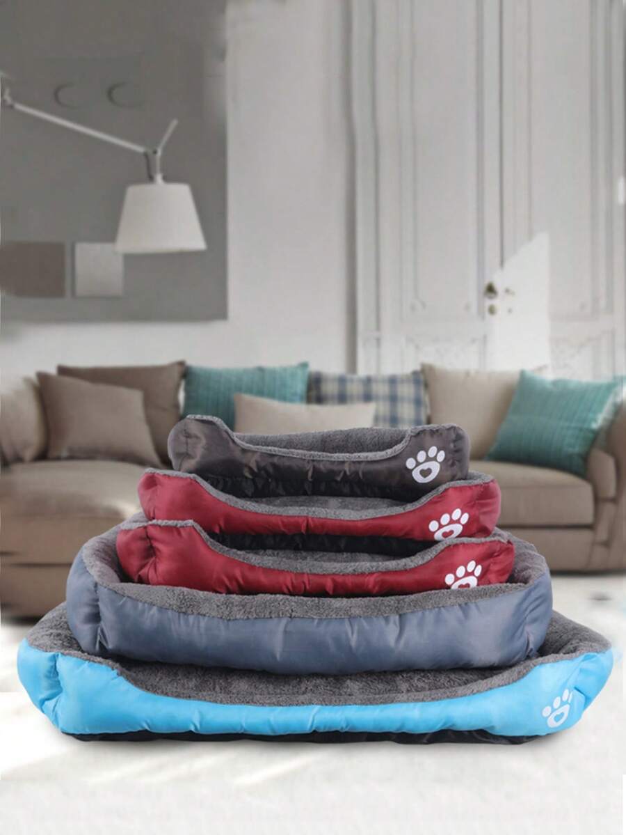 سرير قطيفة مريح للأربعة فصول للقطط والجراء - وكهف ناعم ودافئ للكلاب من نوع تيدي وجولدن ريتريفر، سرير مربع ملون للكلاب من نوع تيدي وبومرانيان، حصيرة قطن بي بي للحيوانات الأليفة - متعدد الألوان - مشاهدة 1
