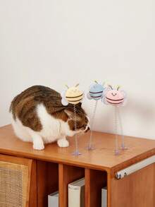 PETSIN 1 件猫玩具蜜蜂形状互动魔杖,陪伴猫咪玩耍,最好用粘合剂粘在玻璃上,以获得更多功能,如果吸盘失去抓力,建议清洗以达到最佳使用效果 - 彩色 - 查看 9