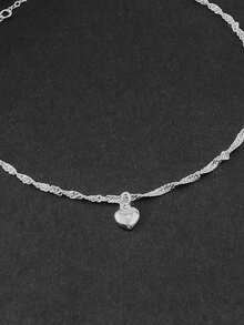 1件精致不锈钢水波纹心形设计手链，适合女性日常佩戴，情人节礼物 - 愛心水波手鍊 - 查看 5