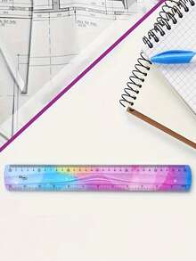 1pc Flexible Ruler, 15cm/30cm Plastic Ruler Shatterproof Straight Edge Ruler Soft Bendable Ruler For School Classroom Office Kids & Adults (6inch/12inch) - Multicolor - View 3