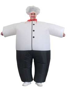 Trang phục đầu bếp bơm hơi, bộ đồ nhà bếp dành cho người lớn, bộ đồ nấu ăn cho người béo phì, trang phục bơm hơi unisex cho kỳ nghỉ. Phù hợp với chiều cao từ 150cm đến 190cm. Lưu ý! Không bao gồm pin. - nhiều màu - Xem 8