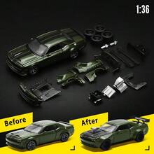 Burago 1:36 Dodge Challenger Customized Car Model, Assembled Diecast Alloy Vehicle Toy, Disassemblable Off-Road Car Gift For Boys - Multicolor - View 3
