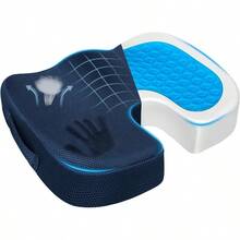 XZGB Tailbone Pain Relief Office Chair Seat Cushion Memory Foam Gel Seat Cushion For Sciatica Pain Relief With Washable Cover Butt Cushion For Long Sitting Mesh Blue - Blue - View 1