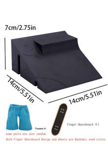 Fingertip Toys 6-In-1 Finger Skatepark With Finger Skateboard Kits Slope Slide Staircase Track Ramps With Finger Pants&Finger Roller Skates(Finger Skateboarding Send At Random Color) - Black - View 9