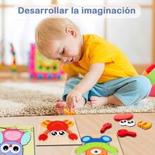 Juguetes de Rompecabezas Montessori, 6 Piezas Animales o Vehículos de Dibujos Animados Diferentes Rompecabezas para Niños, Regalo Rompecabezas para Niños y Niñas Regalos Navidad (Animal) - Frutas+Verduras C - Ver 4
