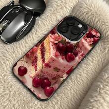 Funda de Teléfono con Patrón de Pastel de Cereza Rosa para Modelos de  y  Adecuada para Todas las Estaciones Opción de Regalo Ideal - Negro - Ver 5