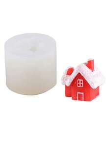 1 pieza Molde de silicona con forma de casa para hacer velas DIY, accesorio de decoración del hogar de yeso - Blanco - Ver 6