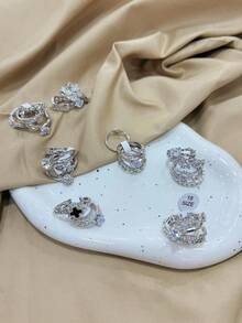 Kit 4  Style Rings Wholesale Varnish Bath Jewelry - Bạc - Xem 5