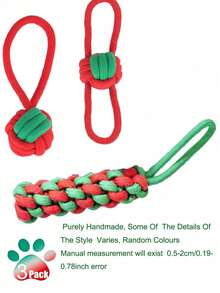 7 Piece Christmas Dog Rope Toys, Dog Toys, Puppy Dog Rope Toys, Dog Pulling Rope, Puppy Teething Rope For Cleaning And Chewing Teeth, Prevents Dogs From Getting Bored, Christmas Gifts,Valentine's Day, Gifts For Cats/Dogs - Multicolor - View 9