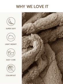 1条加厚塔夫绸提花蓬松绒毯，柔软保暖，可作床上用品和披毯两用，适合家居、客厅、卧室、宿舍装饰，秋季装饰，圣诞礼物 - 摩卡棕 - 查看 3