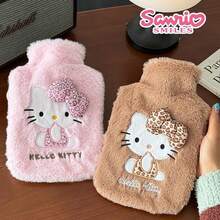 SANRIO 1pc Hello Kitty Leopard Print Hot Water Bottle, Thick Inner Lining, 1000ml Capacity, Hand & Foot Warmer, Essential For Winter, High-Quality Hot Water Bottle, Holiday Gift - Multicolor - View 8