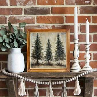 2D Flat Surface, 1 Piece, Rural Christmas Tree Wall Art - 8x8 Inch Frame With Cedar Design For Winter Decoration, Artificial Wooden Holiday Decoration, Suitable For Entrance, Home, Kitchen, Bedroom, Coffee Bar - No Electricity Required, Perfect Holiday Gift And Holiday Home Decoration, Christmas Decoration, Kitchen Decoration, Comfortable Aesthetics, Handmade Appearance, Seasonal Decoration, Home Decorator