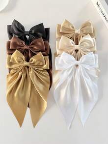 6pcs Women's Elegant Solid Khaki Fabric Bowknot Elastic Hair Clips, Suitable For Ponytail, Skirts, Vacation, Daily Outfits, Bohemian Accessories, Hair Accessories, Claw Clips, Hair Slide, Hair Barrettes