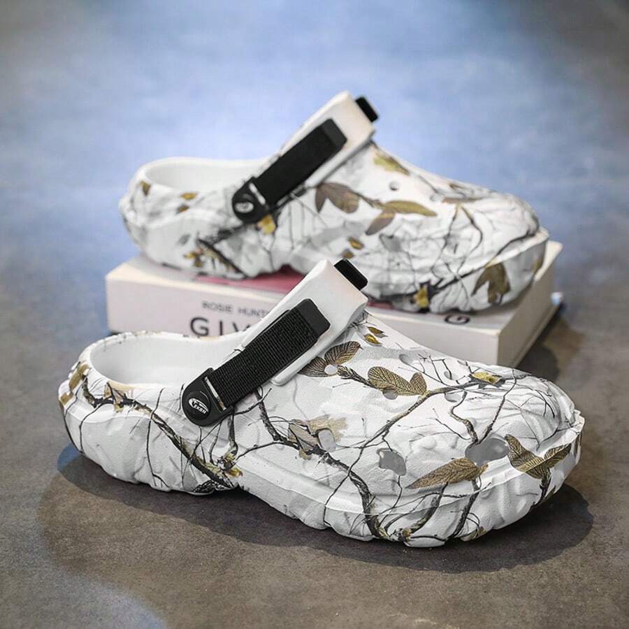 1 双白色叶子和树枝镂空穿孔鞋 - 白色 - 查看 1