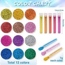 6/12色高品质闪粉套装 - 适用于树脂、史莱姆、环氧树脂、美甲和各种装饰，是DIY手工艺品、派对装饰以及圣诞节、万圣节、复活节、情人节等节日的理想之选。 - 彩色 - 查看 4