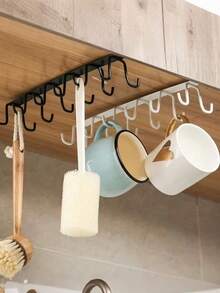 1 pieza Organizador de sombreros y cinturones, soporte de almacenamiento de accesorios de armario con 6 ganchos, sin necesidad de perforar, almacenamiento fácil para sombreros, cinturones, toallas, bolsas, bufandas, organizador de dormitorio - Blanco mejorado - Ver 5