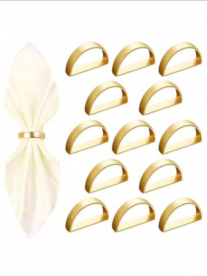 6/2/1件装拱形餐巾环，金色D形餐巾架，男女通用，可重复使用，适用于家庭聚会、宴会，金属餐巾扣，适合各种场合，派对节日用品，圣诞餐桌布置，节日派对礼物