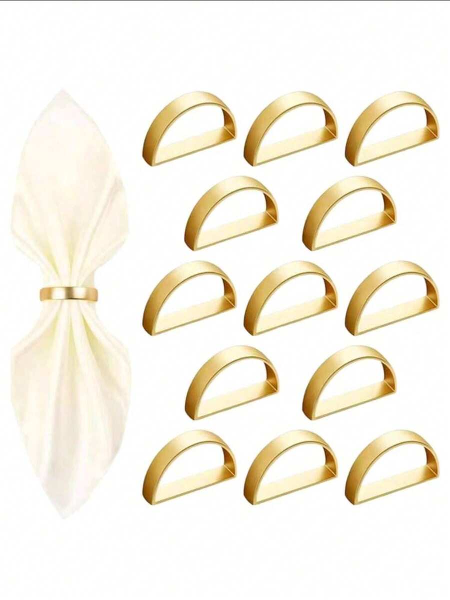 6/2/1件装拱形餐巾环，金色D形餐巾架，男女通用，可重复使用，适用于家庭聚会、宴会，金属餐巾扣，适合各种场合，派对节日用品，圣诞餐桌布置，节日派对礼物 - 金色D字餐巾扣 - 查看 1