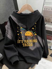 1pc Tween Boy Thermal Lined Thick Warm Sweatshirt, Young Student Clothing, Suitable Autumn/Winter Long Sleeve Top - Dark Grey - View 1