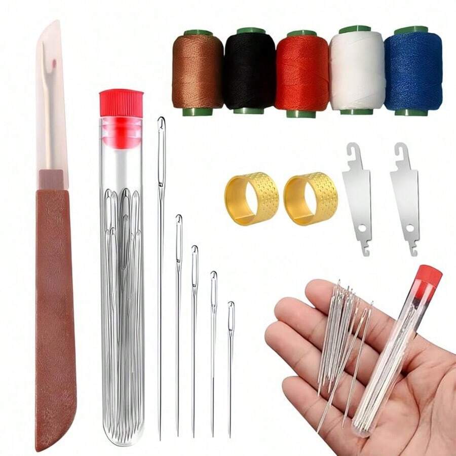 36PCS Big Eye Steel Needles Set - Long & Thin Handmade Quilting & Sewing Needles Kit For DIY Sewing Projects Handmade