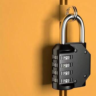 1pc Digital Password Security Lock, 4-Digit Combination Lock With Resettable Code, High-Strength Zinc Alloy Shell, Sturdy Anti-Smash Anti-Theft Anti-Cut Waterproof Rustproof, Suitable For Indoor Outdoor Student Dorm Warehouse Home Cabinet Luggage