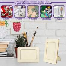 12 قطعة إطار صور خشبي مع 12 لون طلاء و2 فرشاة، مناسب للصنع اليدوي، مقاس الصورة 4 * 6 بوصة، إطارات خشبية قائمة DIY غير مكتملة، رائعة كهدية عيد ميلاد وعيد الميلاد للحرف اليدوية والديكور - متعدد الألوان - مشاهدة 8