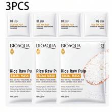 3件装大米精华三步面膜套装（0.8克+0.8毫升+25毫升），一套包含洁面霜+精华液+保湿霜，蕴含大米提取物、熊果苷、玻尿酸、烟酰胺，深层补水，轻盈透气，方便携带，温和配方，清洁保湿，提亮肤色。 - 白色 - 查看 12
