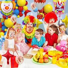 140pcs Carnival Themed Balloon Garland Arch Set, Including Popcorn, Clown, Hot Air Balloon Foil Balloons, And Red, Blue, Yellow, Confetti Latex Balloons, Perfect For Birthday Parties, Baby Showers, Outdoor Performance Decorations, Circus Theme Party Supplies. - Multicolor - View 6
