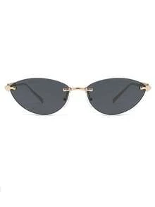 Visivana 1 Paar rahmenlose Retro Katzenaugen-Brillen, personalisierte Modebrillen, klein und vielseitig für Frauen, geeignet für Reisen, Urlaub, Strand und andere Anlässe - Quadratisch schwarz - Übersicht 4
