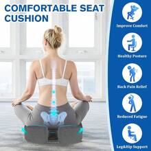TTJM Seat Cushion Gel Chair Cushions Office Chair Cushions Anti-Slip Bottom And Removable Cover Tailbone Pain Relief Cushion Memory Foam Seat Cushion For Office Wheelchair Car Grey - 灰色 - 查看 5