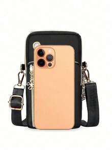 Women's Phone Pouch, Mini Crossbody Bag, Floral & Letter Pattern, Large Capacity Vertical Coin Purse, Equipped With Black Earphone Anti-Lost Strap, Sports Armband/Running Wristband, Mini Casual Crossbody Phone Bag With Earphone Hole, Fashionable Office Lady & Student Work Bag, Business Commute Briefcase, Anniversary Gift, Couple Gift, Birthday Gift, Valentine's Day Gift, Christmas Gift, Thanksgiving Gift - Multicolor - View 6