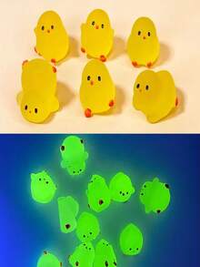 1/10/20pcs Glow-In-The-Dark Mini Resin Chick Figurines, Handmade Cute Creative Chick Decor, Suitable For Crafts, Car Decor, Party Favors, Compact Glowing Mini Chick Ornaments, Vibrant Colors, Slight Color Variation Possible In Bulk Production - Yellow - View 5