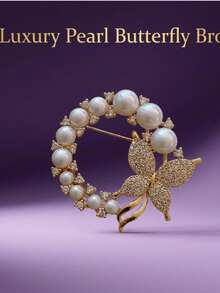 1Pc Women's Premium Alloy Brooch – Niche Design Collar Pin, Sparkly Micro-Pave Crystal, Vacuum Plated For Coats/Blazers - Multicolor - View 12