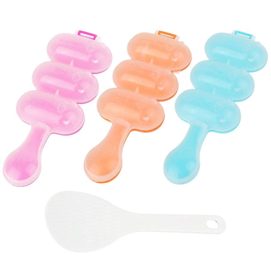 1pc/2pcs/4pcs Rice Ball Mold; Sushi Rice Ball Mold With Rice Shaker And Rice Spoon - Easy To Make Perfect Rice Balls And Sushi, Fun Kitchen Tool - Multicolor - View 1