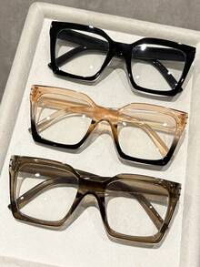 1-5pcs Women Square Plastic Frame Shades Basics Modern Simple Style Fashion Eyeglasses,For Back To School Reading Watch TV Appointment Outfits Street-Photography Accessories Suitable For All Face Shapes - Clear - View 4