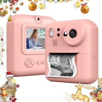 Instant Printing Of Kids Cameras,Kids Camera Set ,Time-Lapse Photography, 48MP, DIY Printing Of Unique And Interesting Graffiti Photos, Suitable For Children With 32GB Cards, 1080P High-Definition, Even For Printing. Multi Functional Children's Cameras, Christmas And Thanksgiving Gifts For Girls And Boys Aged 6-12