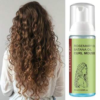 seemsure Batana Oil 卷发定型摩丝 - 免洗护发素，用于定型卷发并控制毛躁，蕴含角蛋白和椰子油保湿卷发激活剂，100毫升/3.38液盎司，白色按压瓶配绿色标签，适合所有发质，卷发定型造型护发素，设计简约，质地柔滑