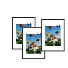 1pc/2pcs/3pcs Black Solid Wood Art Photo Frame, Modern Home Decor Minimalist Wall Hanging Frame, A4 With Stand, Can Be Placed Or Hung, 30x40cm, A3 Solid Wood Frame
