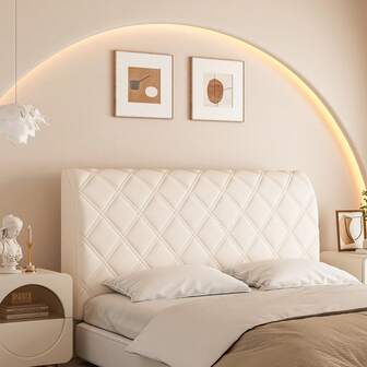 1 Stück diamantgesteppte weiße Federbett-Kopfteilabdeckung, samtiger 3D-Layered-Vollumfang-Entwurf, elastischer Stretchrücken, bequemes Anlehnen, schlicht & elegant, weich & glatte Textur, waschbar