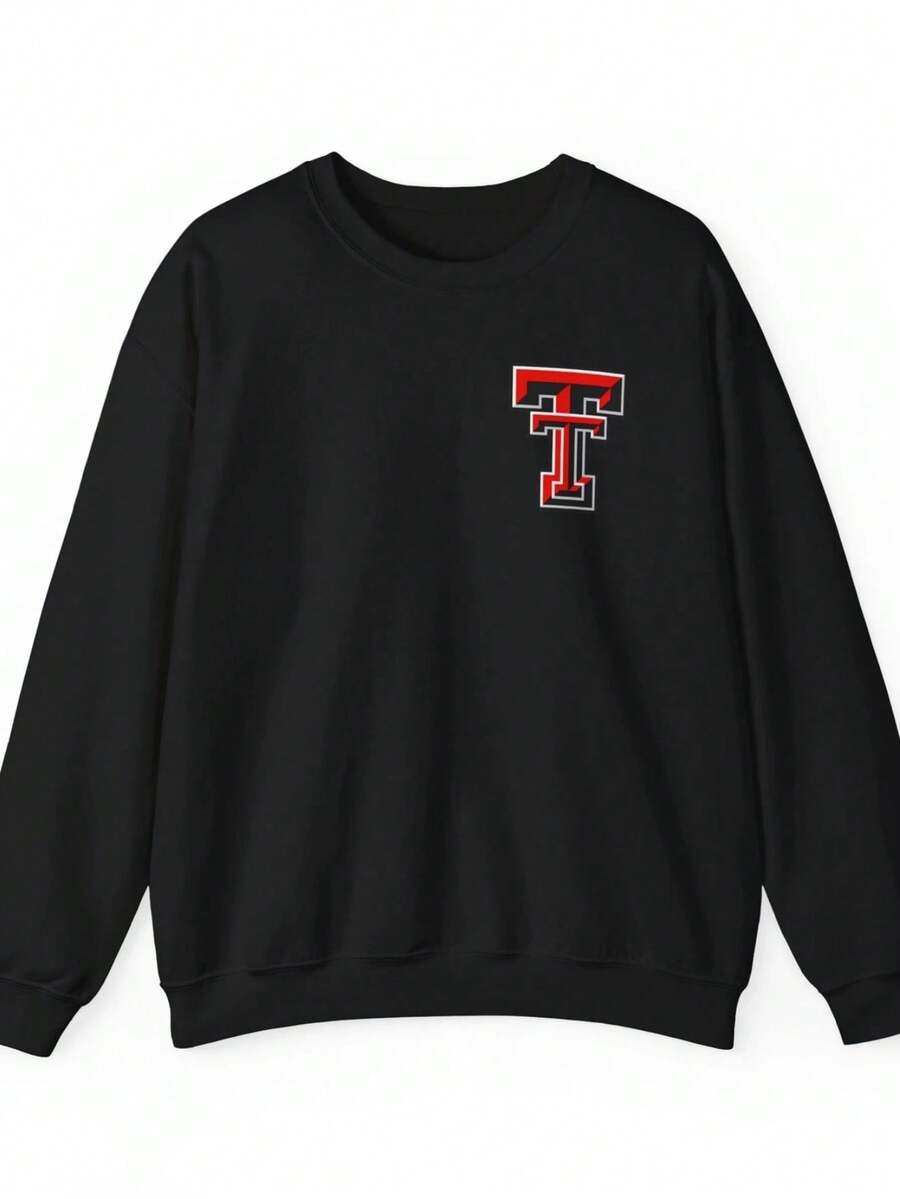 Texas Tech Red Crewneck Sweatshirt, Unisex College Fan Apparel-2 (2) - màu đen - Xem 1