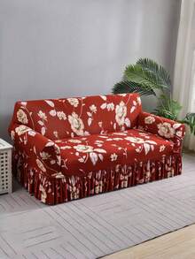 1pc Slip-Resistant Elastic Decorative Sofa Cover, Milk Silk Fabric Floral Print Skirt Style Sofa Slipcover For Single/Double/Three/Four Seater Sofa, Pet-Proof, Colorful, Suitable For Spring, Summer, Autumn, Winter - Icing On the Cake - View 9