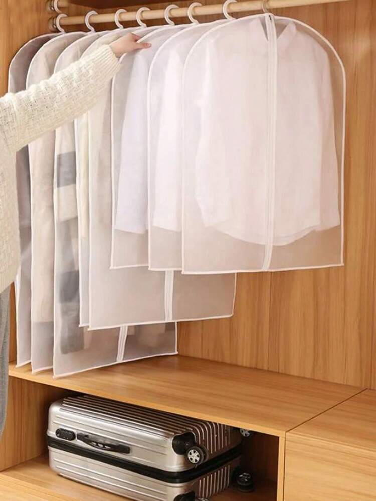 10pcs/5pcs/1pc Garment Dust Cover, Coat Bag, Home Suit Protector, Storage Bag, Wardrobe Clothes Dust Cover, Coat Cover - White - View 7