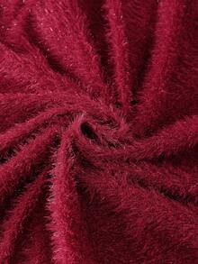 Fustă de damă cu crăpături din blană artificială și sclipici, la modă și versatilă, subțire și elegantă - Burgundia - Vizualizare 5