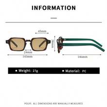 1pc Brown Frame Green Leg Square Fashion Glasses, Caramel Brown Frame With Olive Green Legs And Light Brown Lenses, Metal Rivet Decor, Wide Square Frame Vintage Bicolor Style, Casual Chic Daily Wear Unisex Fashion Eyewear