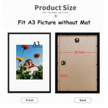 1pc/2pcs/3pcs Black Solid Wood Art Photo Frame, Modern Home Decor Minimalist Wall Hanging Frame, A4 With Stand, Can Be Placed Or Hung, 30x40cm, A3 Solid Wood Frame