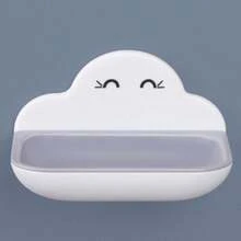 Jabonera autoadhesiva, jabonera de plástico, jabonera con Orificio de Drenaje, Recipienteón, Rejilla Esponja de Cocina, Uso repetido, fácil de Limpiar (Color : White) - 1 - Ver 1